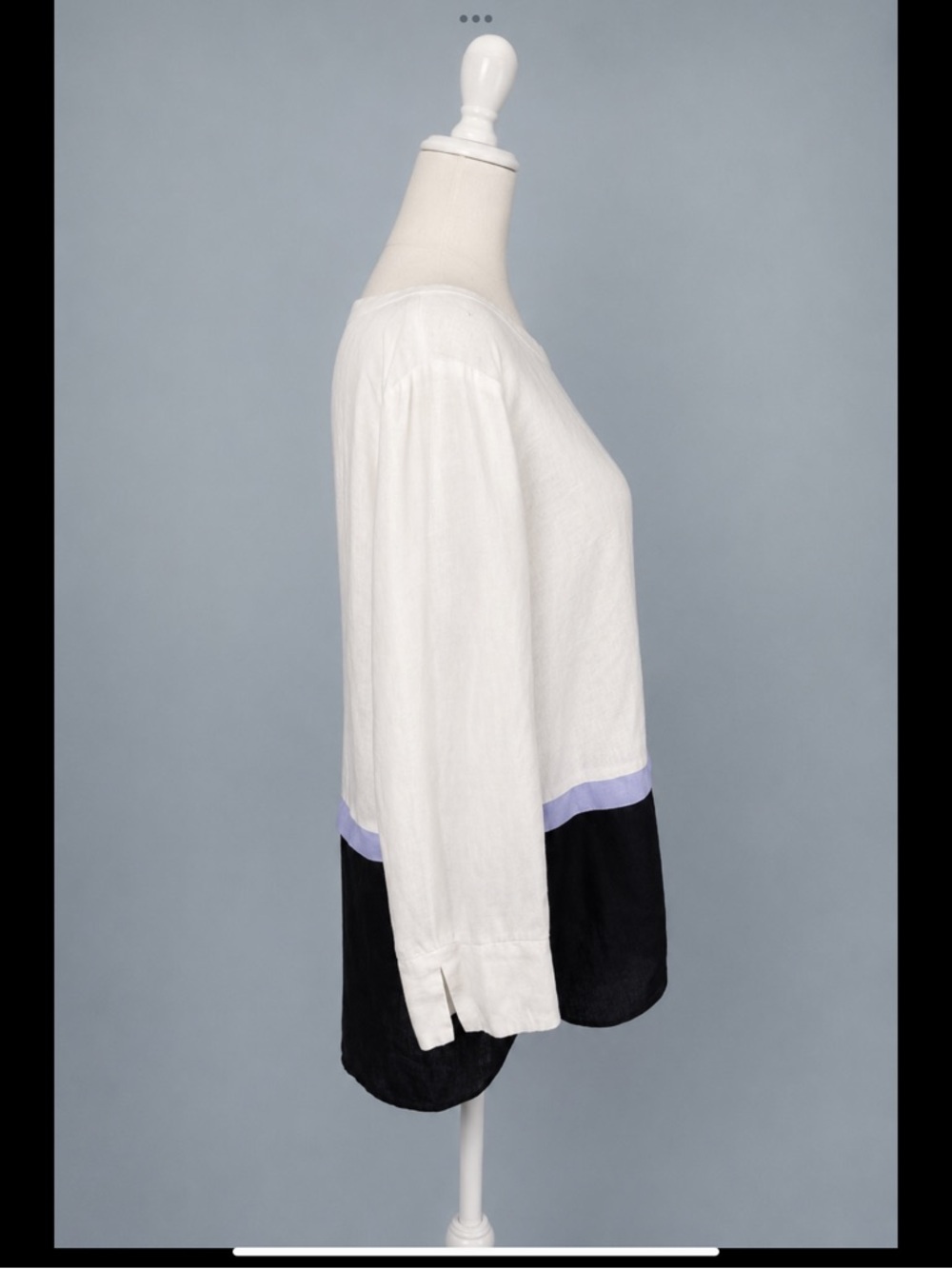 Tyler Boe 100% Linen Colorblock Tunic Blouse White Lavender Navy Size L - Picture 3 of 16